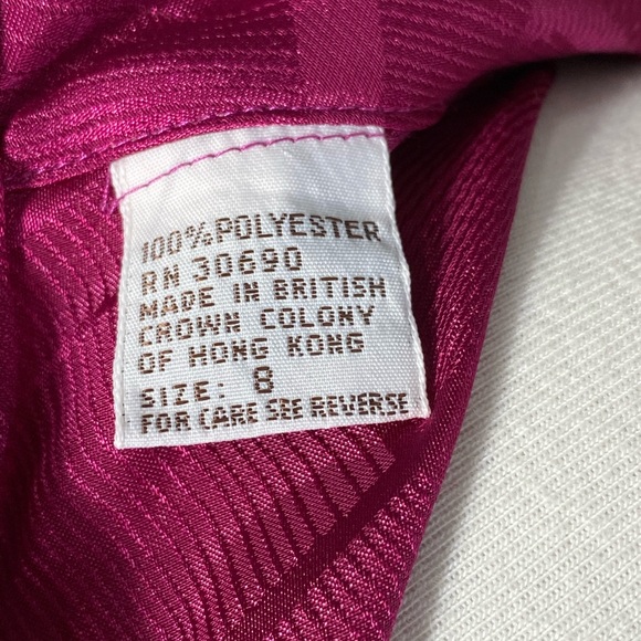 Vintage 80’s Raspberry Pleated Front High Neck Top Med - Picture 7 of 8